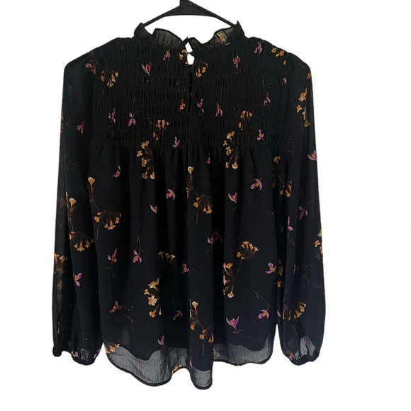 Madewell Georgette Ruffle-Collar Smocked Top in Falling Freesias - Picture 4 of 8